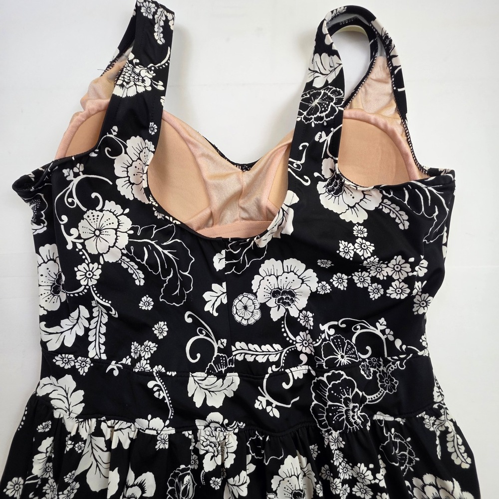 Azul Swim Dress Womens 22W Black White Floral Modest Romantic Vintage Versatile - Picture 13 of 15